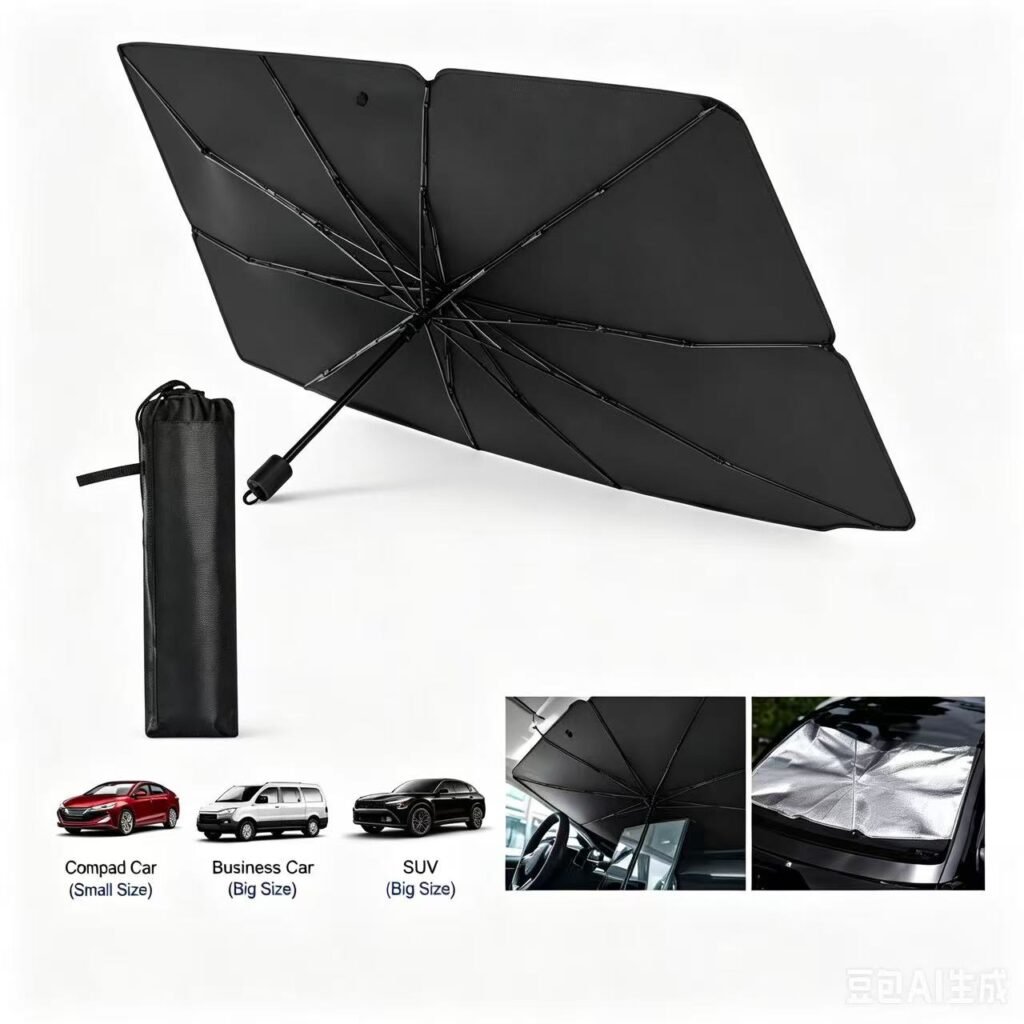 Car Windshield Sun Shade with Heat Insulation and UV Protection – Foldable Auto Sun Shield Cover